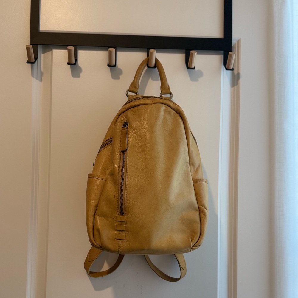 Vegan Leather Small Backpack - Burnt Yellow